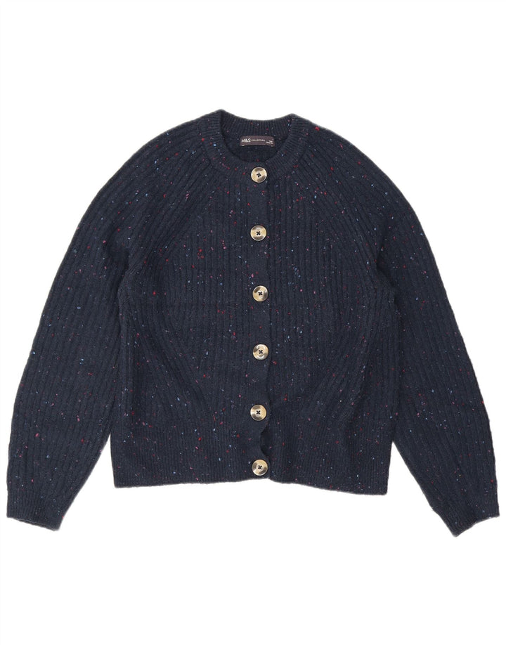 Marks & Spencer Dame Cardigan Sweater UK 14 Medium Navy Blue Flecked