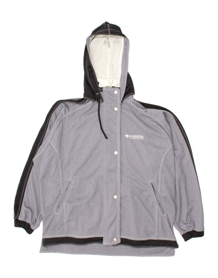 DIADORA Womens Oversized Hooded Tracksuit Top Jacket UK 20 2XL Grey Vintage Diadora and Second-Hand Diadora from Messina Hembry 