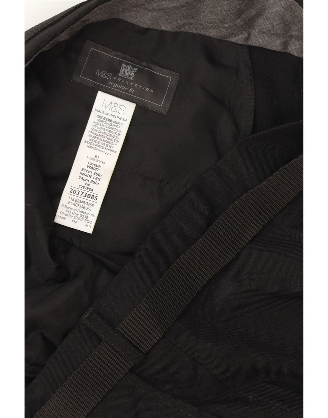MARKS & SPENCER Herre Regular Fit Chinobukser W36 L29 sort polyester