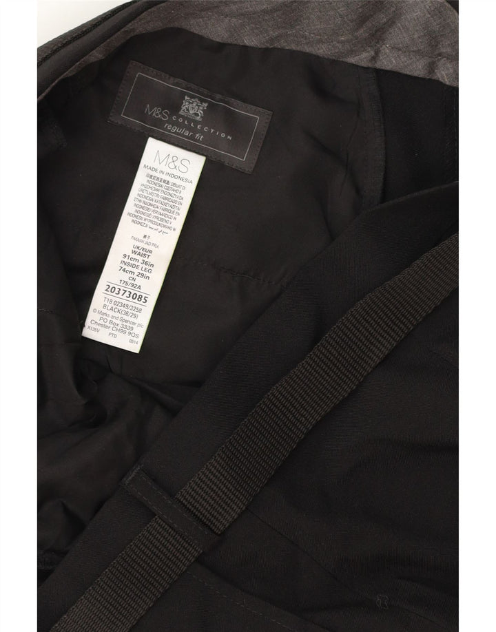 MARKS & SPENCER Herre Regular Fit Chinobukser W36 L29 sort polyester