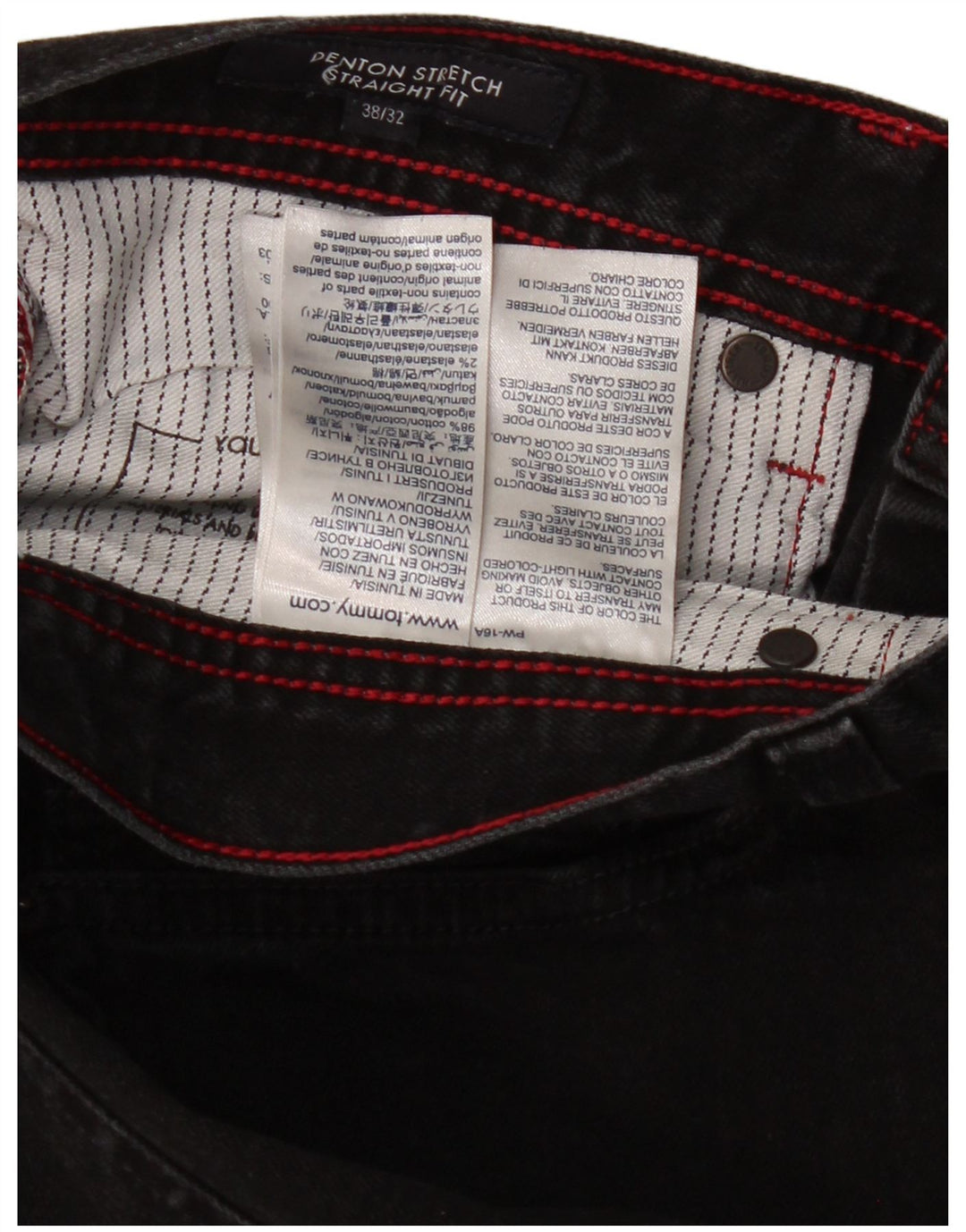 TOMMY HILFIGER Herre Denton Straight Jeans W38 L23 Sort Bomuld