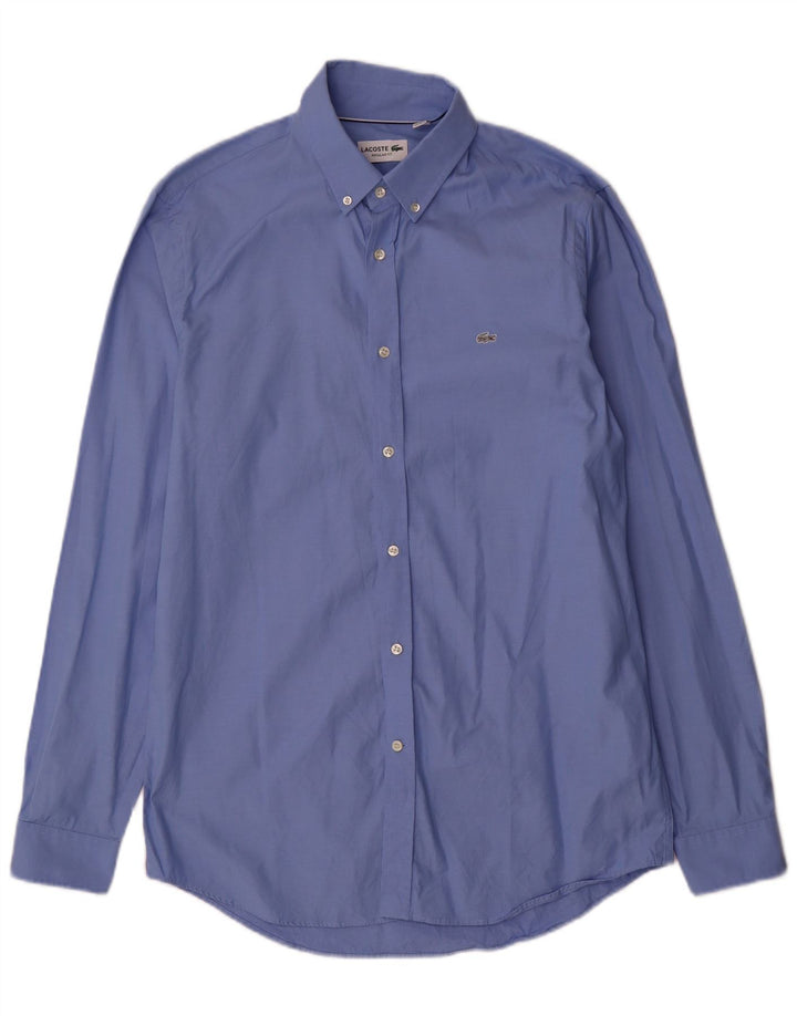 Lacoste Herre Regular Fit Skjorte Størrelse 40 15 1/2 Medium Blue Bomuld