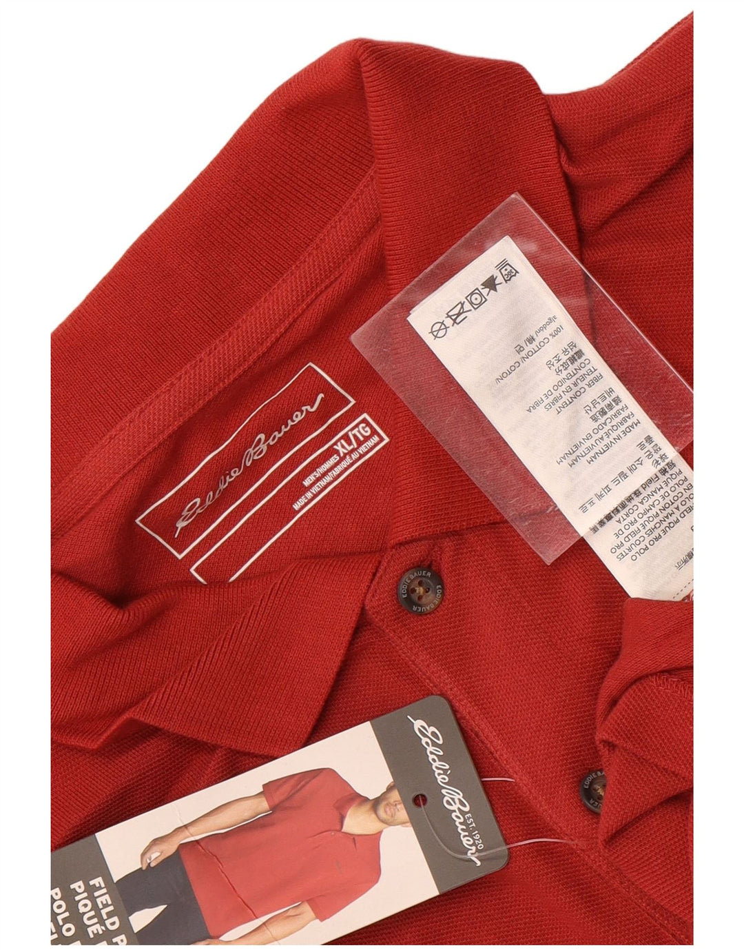 Eddie Bauer herre poloshirt XL rød bomuld