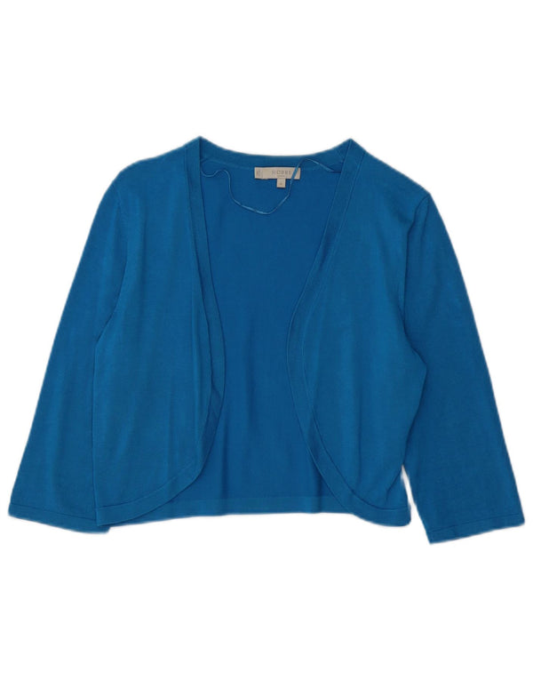 HOBBS Dame 3/4 ærmet åben cardigan sweater UK 12 Medium Blue Modal