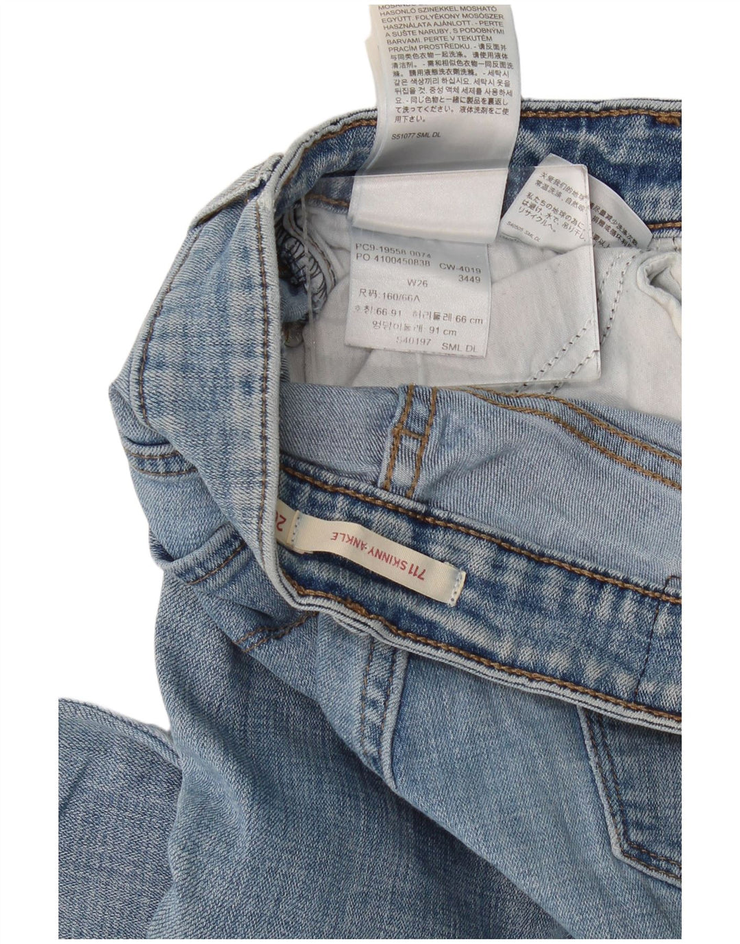 Levi's Dame 711 Skinny Jeans W26 L26 Blå Bomuld