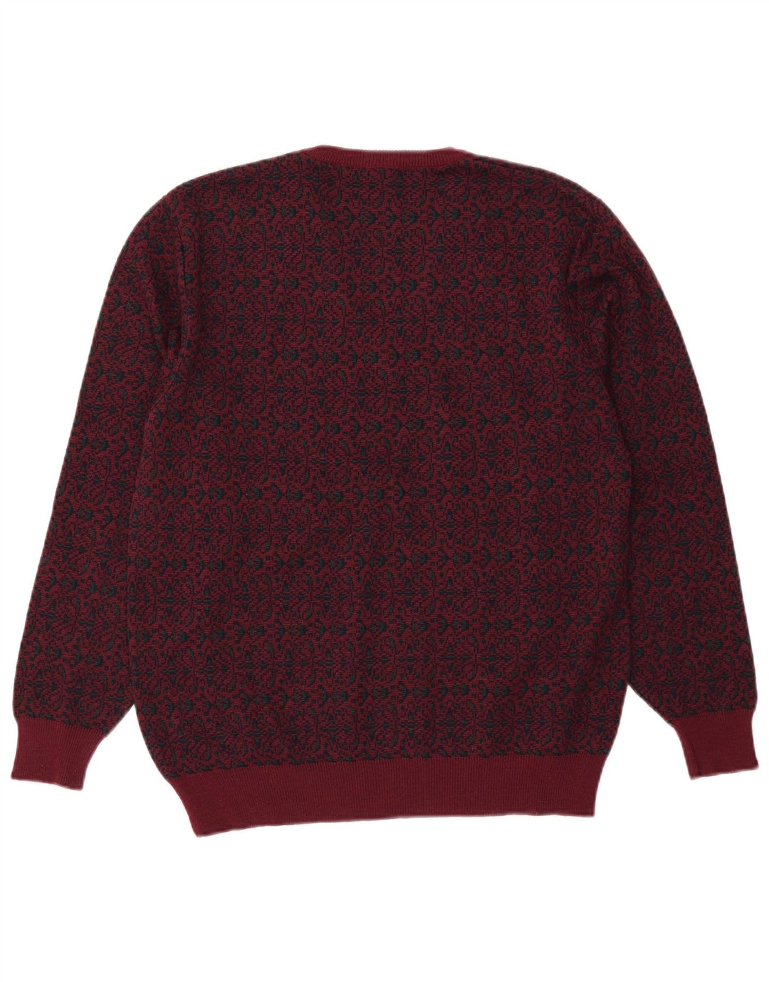 Mapier Herre V-hals sweater Medium Burgundy Fair Isle Wool