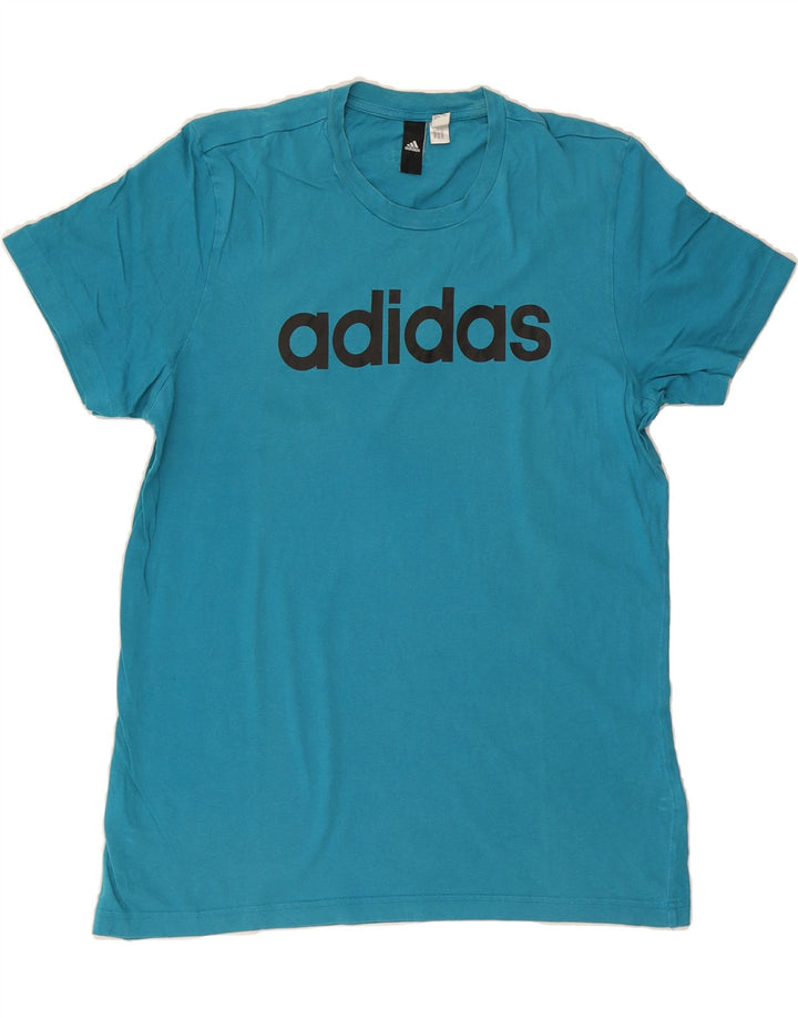 ADIDAS Mens Graphic T-Shirt Top Medium Blue Vintage Adidas and Second-Hand Adidas from Messina Hembry 