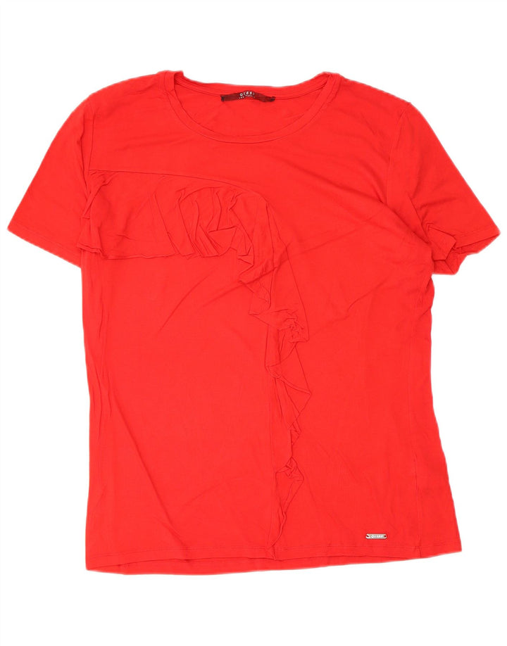 Guess Dame T-Shirt Top UK 16 Large Red Viscose