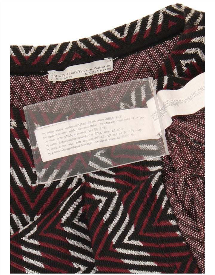 Zara Dame Trafaluc Basic Dress UK 8 Small Bourgogne Chevron Polyester