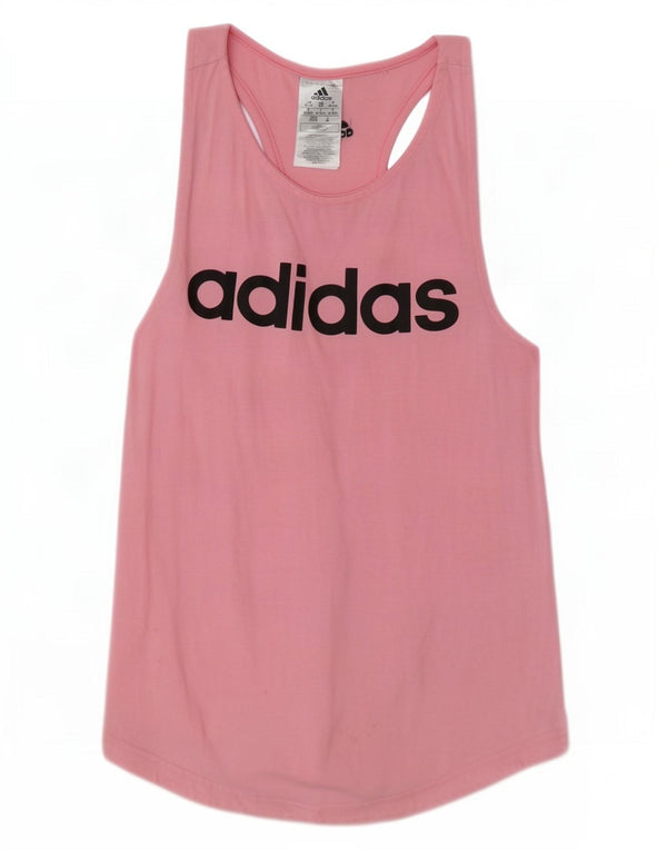Adidas Dame Grafisk Vest Top UK 4/6 XS Pink Bomuld