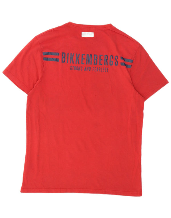 Bikkembergs Herre Grafisk T-Shirt Top Stor Rød Bomuld