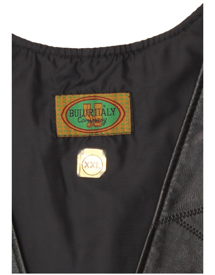 Vintage lædervest til kvinder 2XL Sort Patchwork Biker