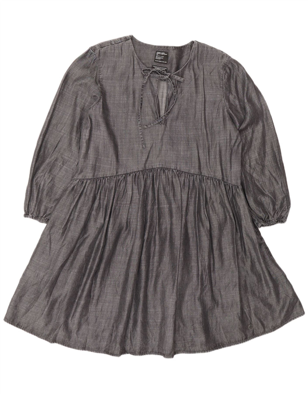 Superdry Langærmet A-line kjole til kvinder UK 12 Medium Grey Lyocell