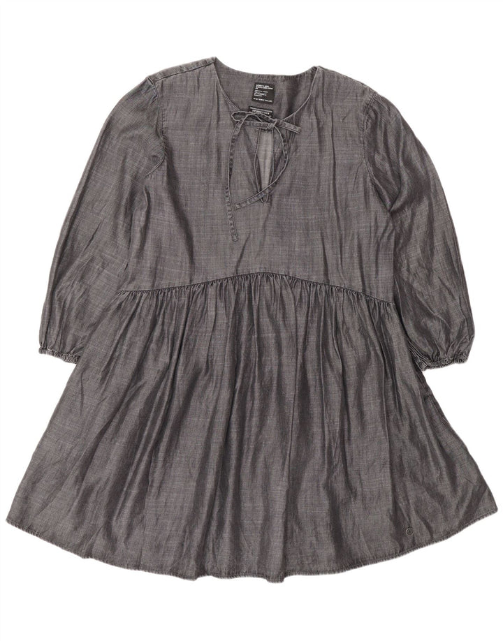 Superdry Langærmet A-line kjole til kvinder UK 12 Medium Grey Lyocell
