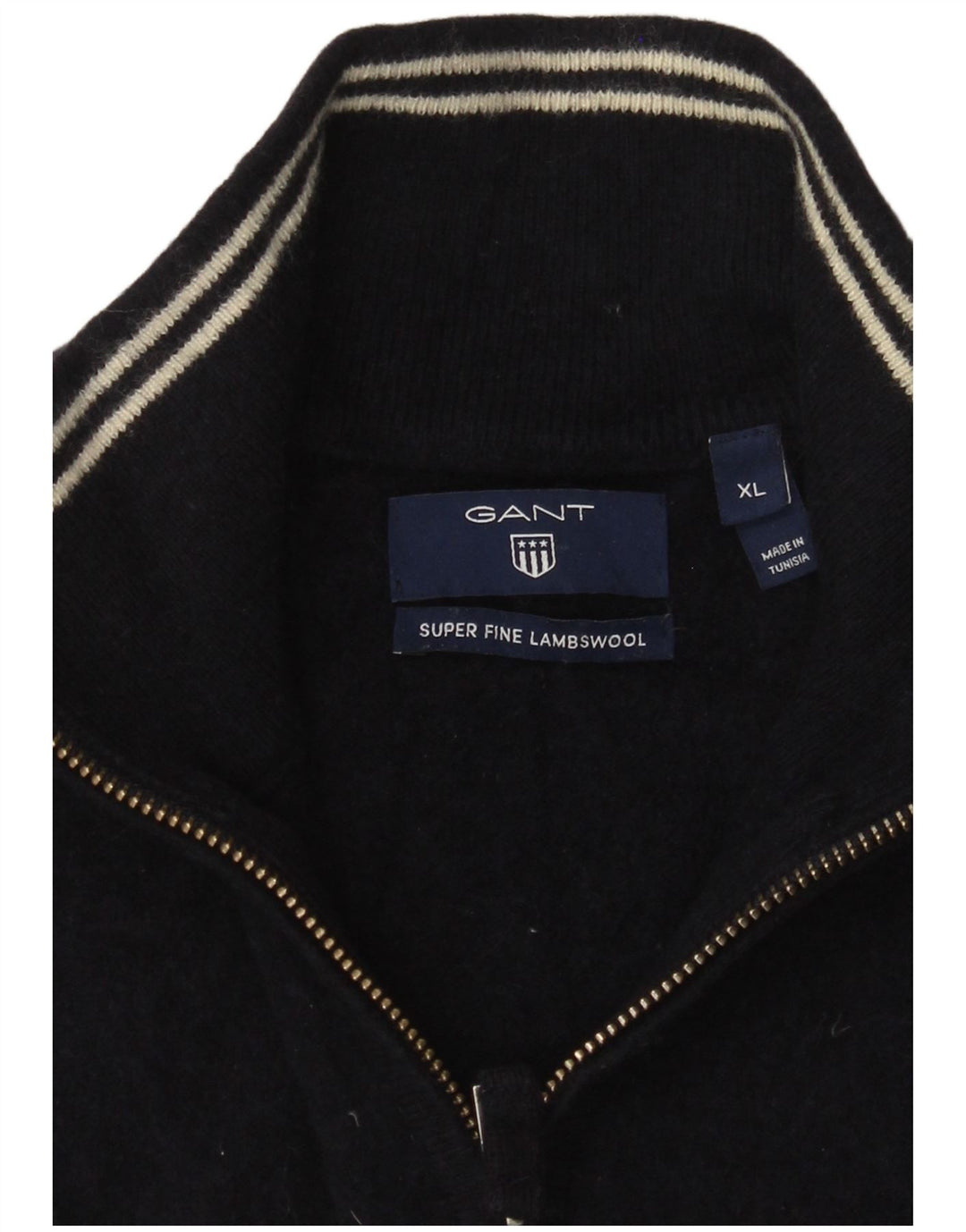 Gant Herre Zip Neck Jumper Sweater XL Navy Blue Lammeuld