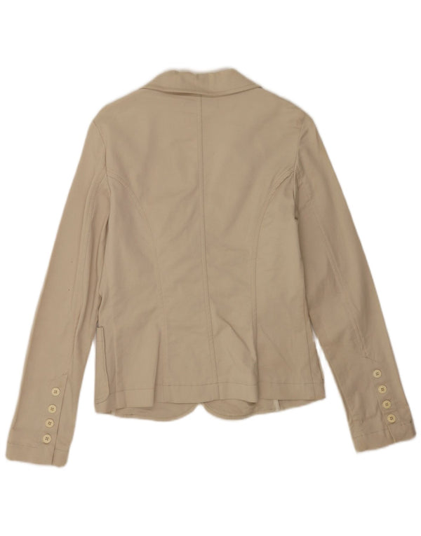 Zara Dame 2 Button Blazer Jacket UK 14 Stor Beige Bomuld