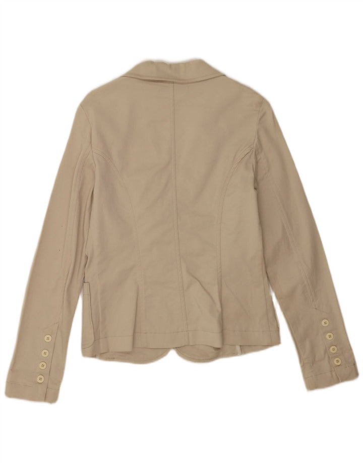 Zara Dame 2 Button Blazer Jacket UK 14 Stor Beige Bomuld