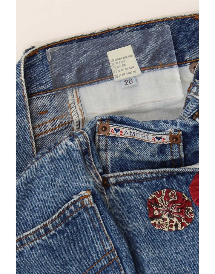 Vintage denimnederdel til kvinder W26 lille blå bomuld