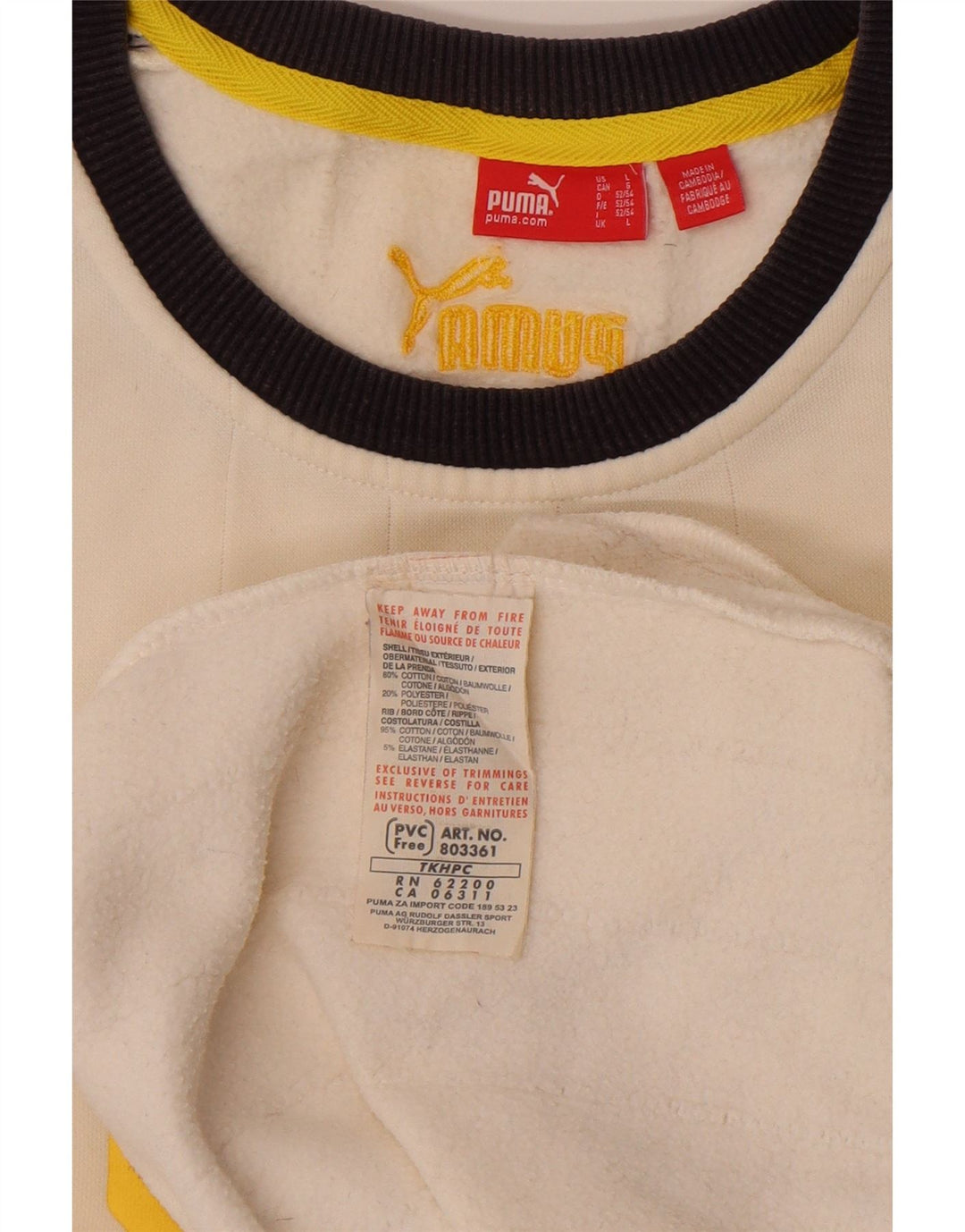 Puma Herre Grafisk Sweatshirt Jumper Stor Hvid Bomuld