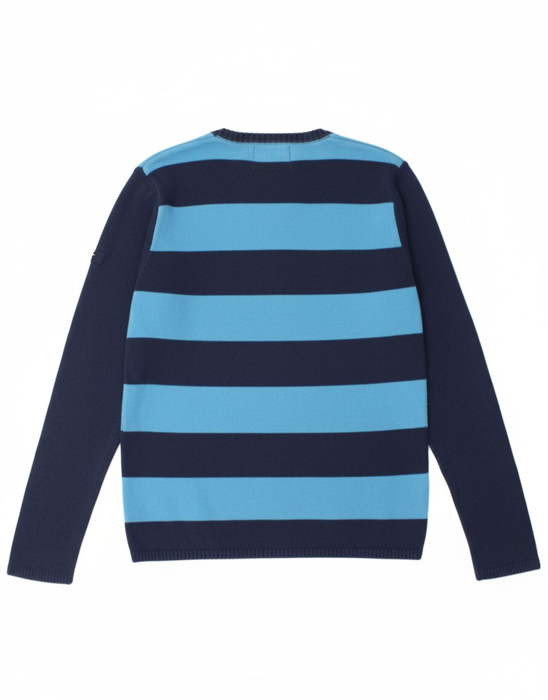 TOMMY HILFIGER Mens Crew Neck Jumper Sweater Large Navy Blue Striped