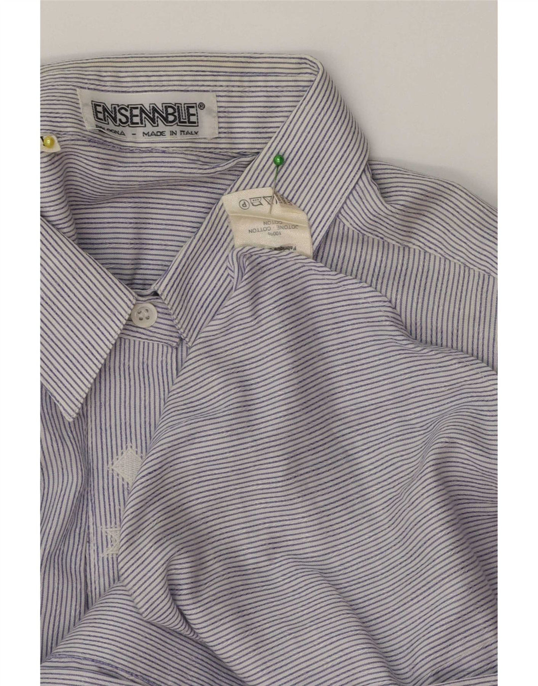 Vintage dameskjorte UK 14 Medium Blue Pinstripe Cotton