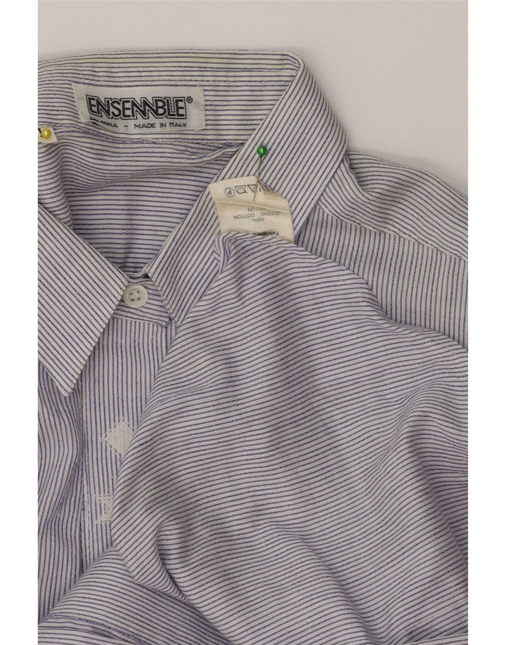 Vintage dameskjorte UK 14 Medium Blue Pinstripe Cotton