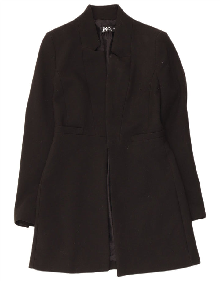 Zara Womens Open Overcoat UK 6 XS Sort Polyester