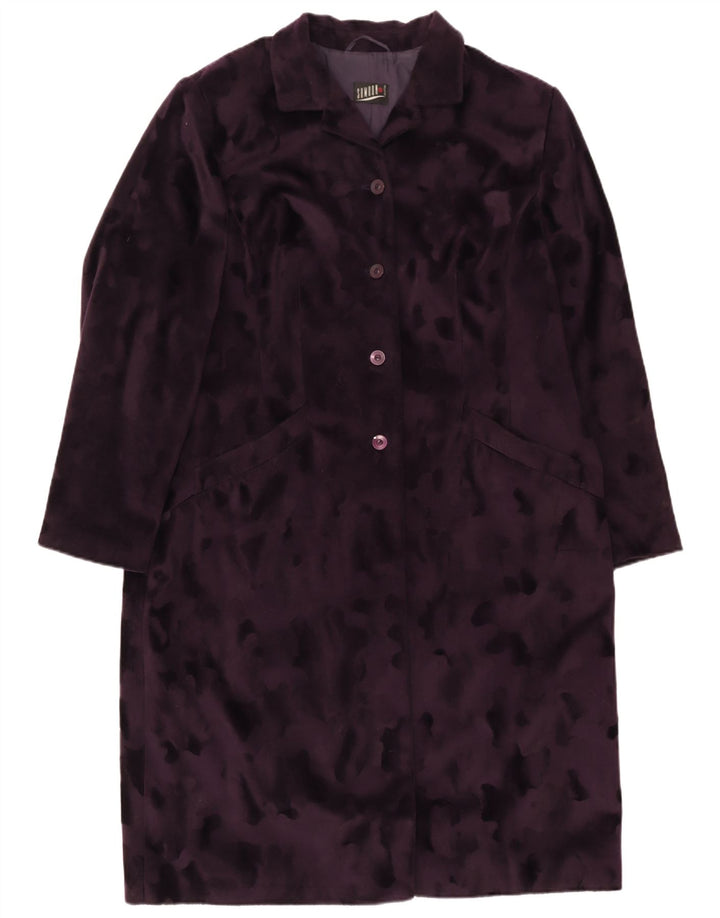 SAMOON Womens Velour Overcoat UK 20 2XL  Purple Polyester