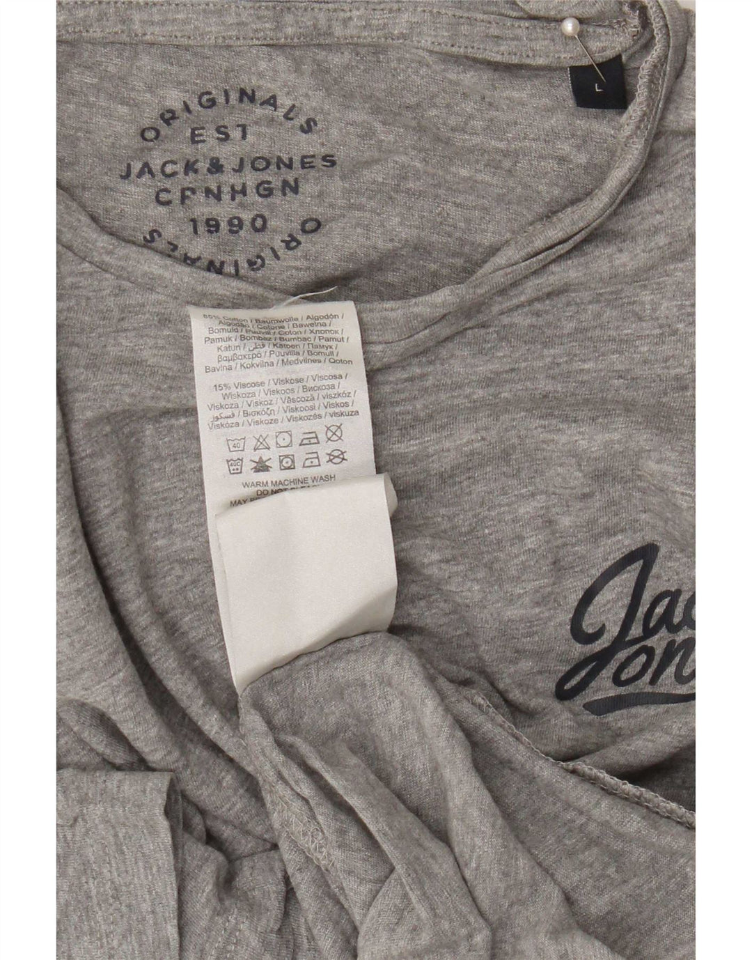 Jack & Jones Herre Grafisk T-Shirt Top Stor Grå Bomuld