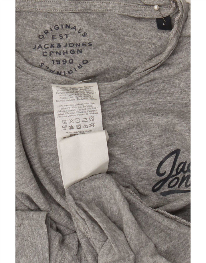 Jack & Jones Herre Grafisk T-Shirt Top Stor Grå Bomuld