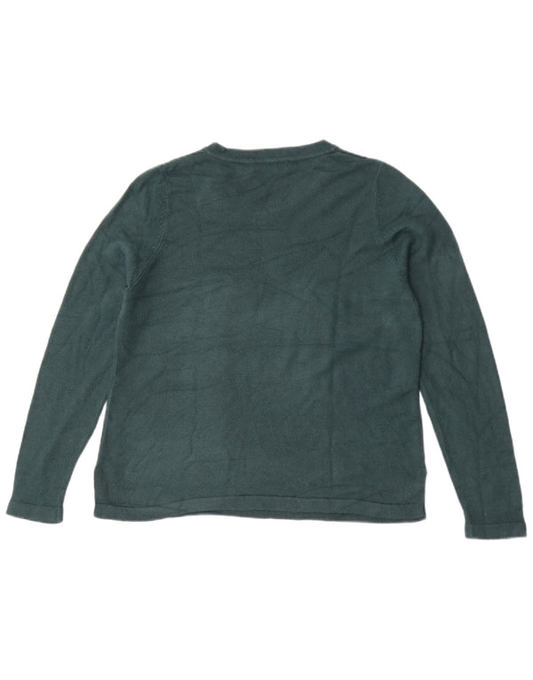 Marks & Spencer Dame Boat Neck Jumper Sweater UK 14 Medium Grøn Akryl