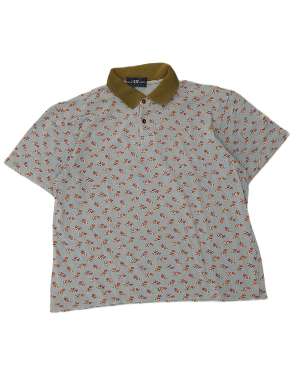 Henry Cottons Dame Polo Shirt UK 16 Large Blue Floral