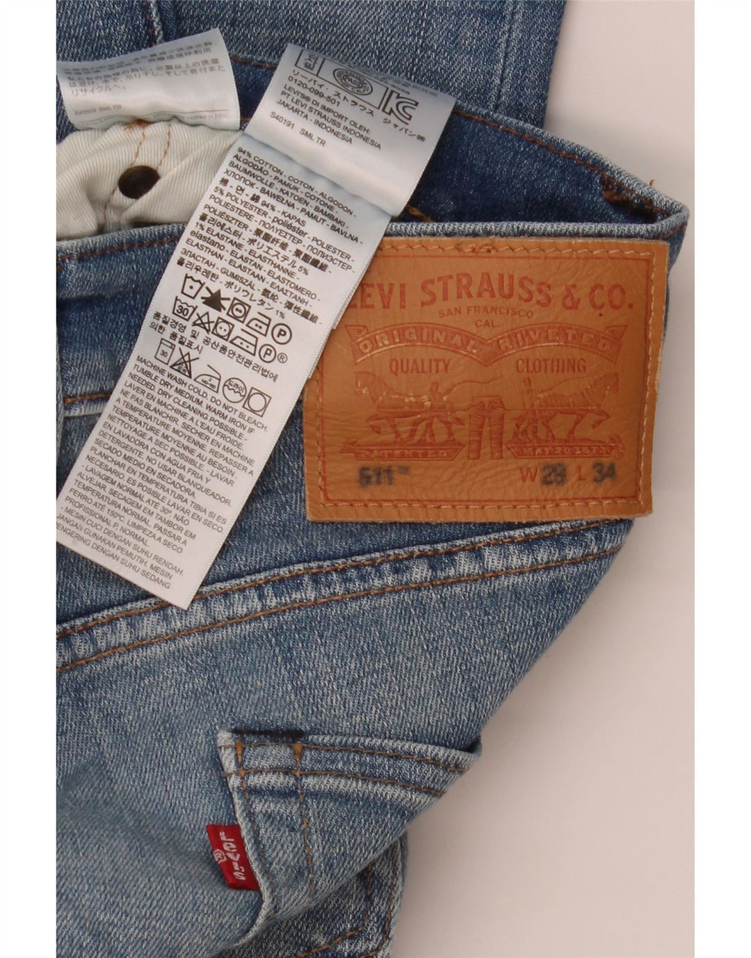 Levi's Herre 511 Slim Jeans W29 L34 Blå Bomuld