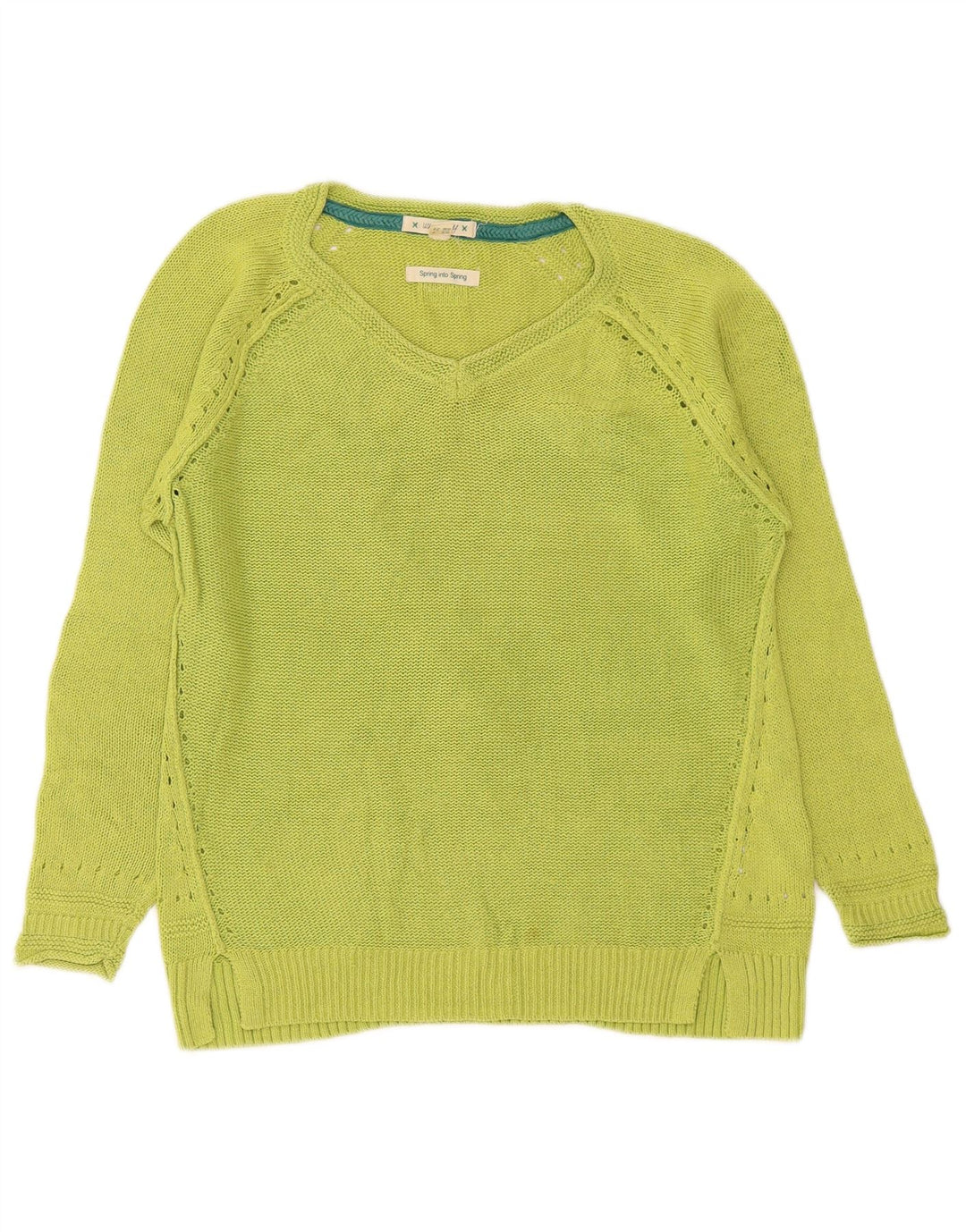 White Stuff Dame V-hals sweater UK 8 Lille grøn bomuld