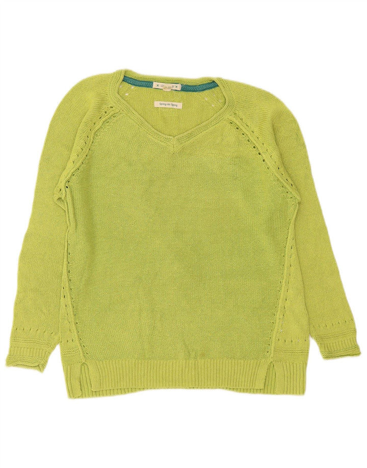 White Stuff Dame V-hals sweater UK 8 Lille grøn bomuld