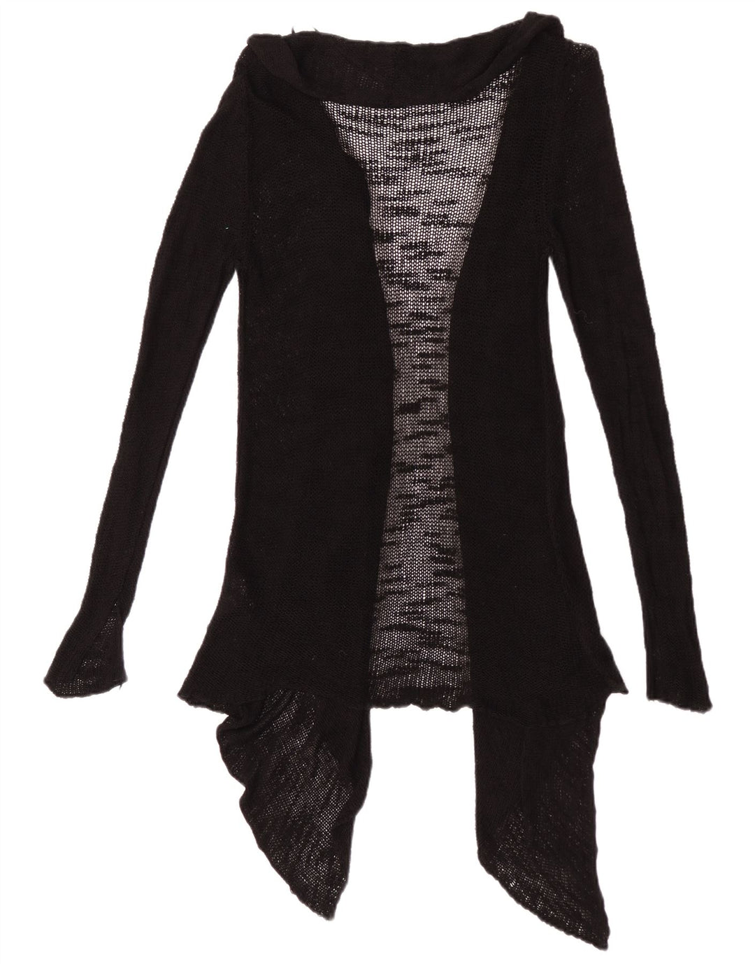 Zara Dame Se Through Open Cardigan Sweater UK 12 Medium Black Viscose