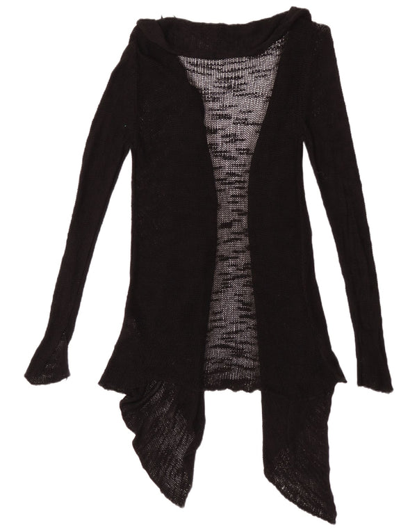 Zara Dame Se Through Open Cardigan Sweater UK 12 Medium Black Viscose