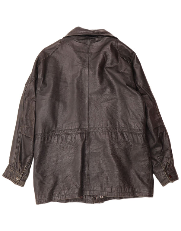 VINTAGE Herre Læderjakke UK 40 Stor Sort Læder