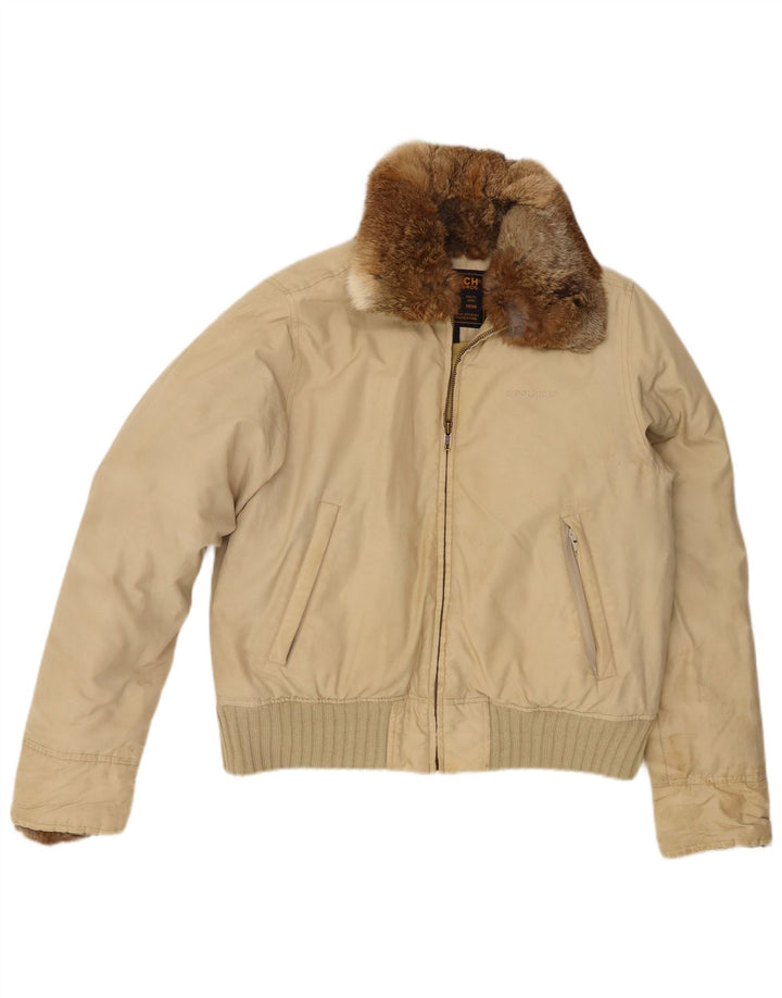 Woolrich Dame Polstret Jakke UK 14 Medium Beige Bomuld