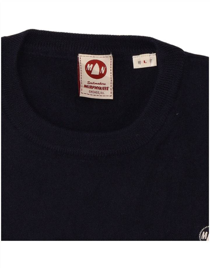 MURPHY & NYE Womens Crew Neck Jumper Sweater UK 14 Large Navy Blue
