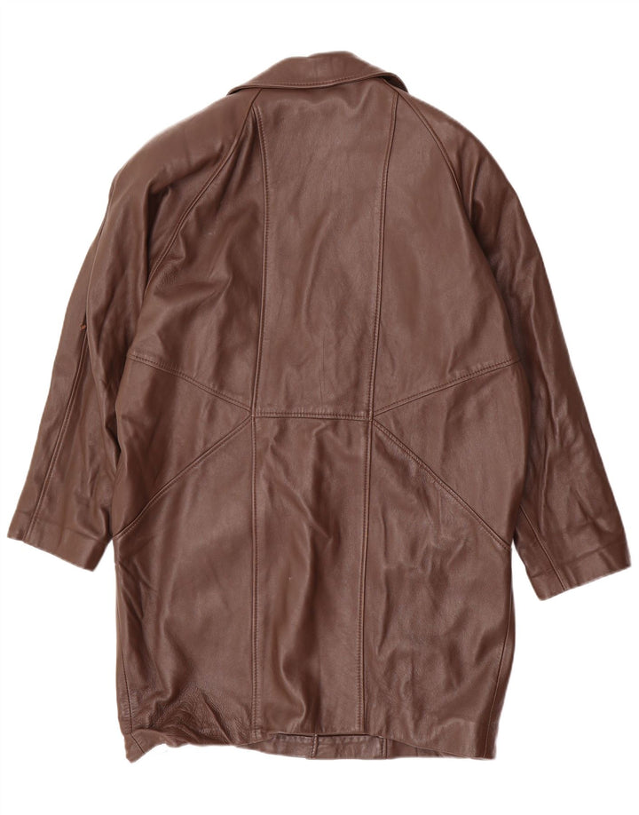 Vintage oversized læderfrakke til kvinder EU 36 lille brunt læder