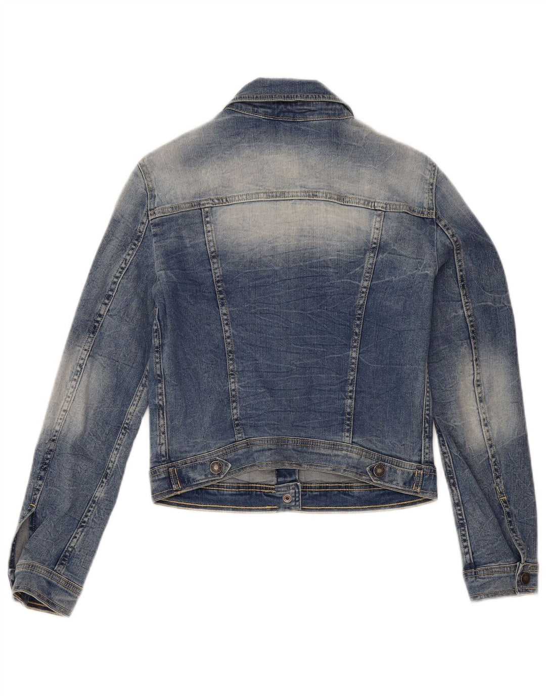 Benetton Dame Crop Denim Jacket UK 10 Small Blue Cotton
