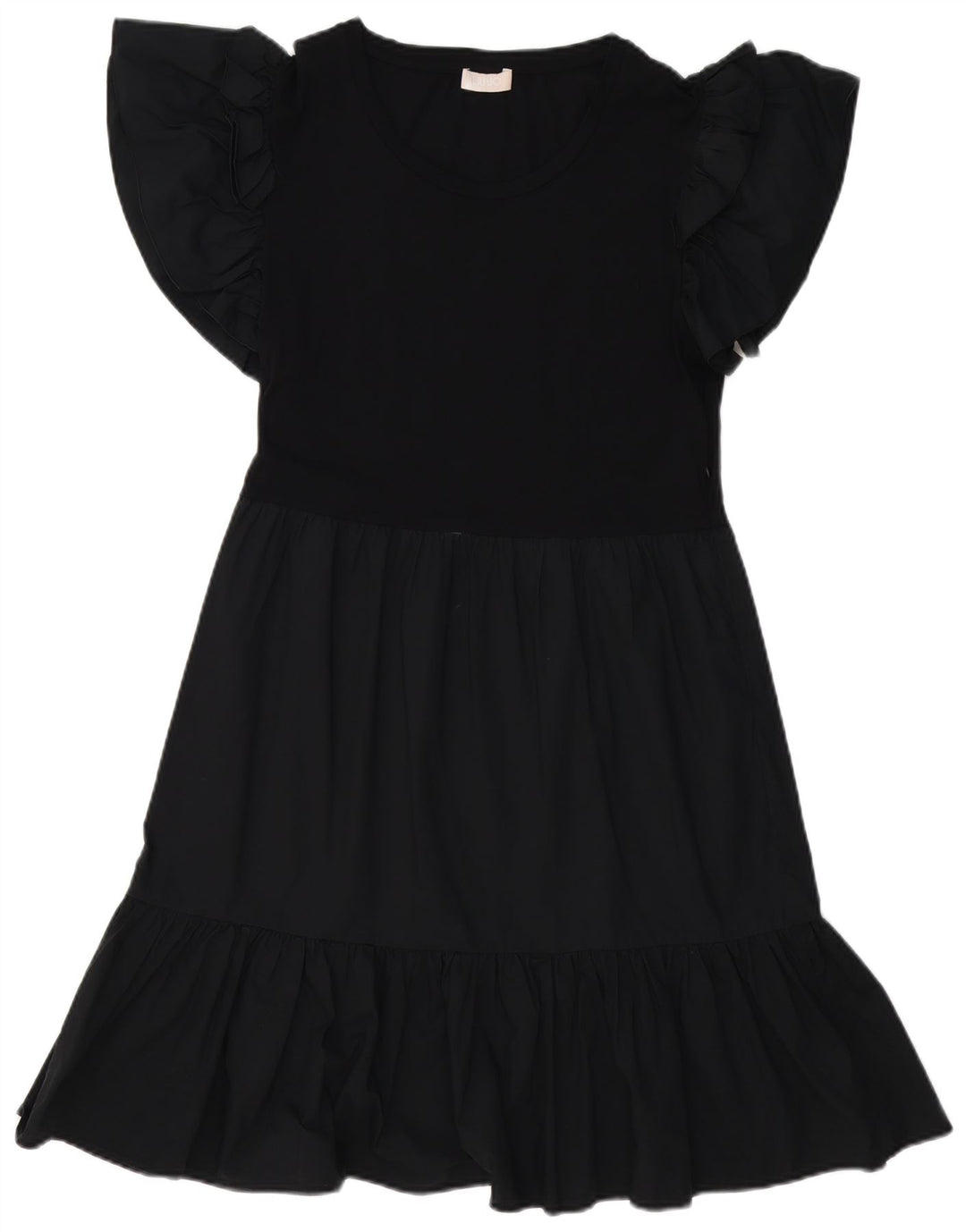 Liu Jo Dame A-Line Kjole UK 12 Medium Sort Bomuld
