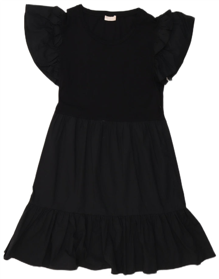 Liu Jo Dame A-Line Kjole UK 12 Medium Sort Bomuld