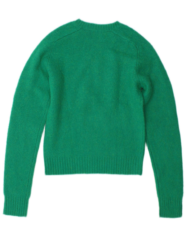Polo Ralph Lauren Dame Crop Crew Neck Jumper Sweater UK 6 XS Grøn uld