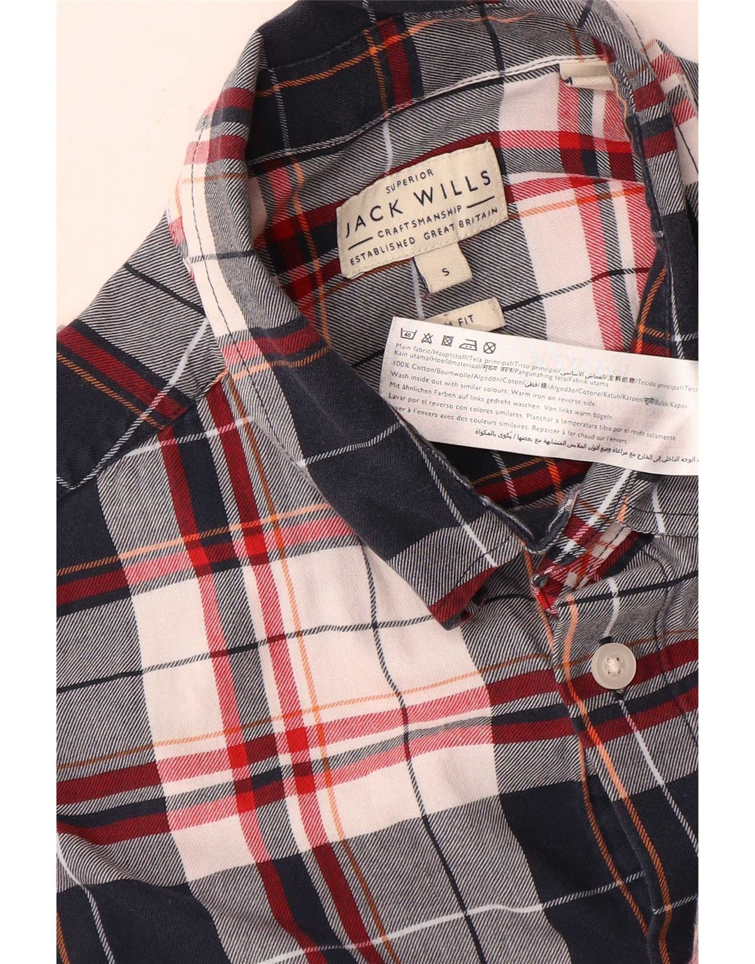 Jack Wills Herre Slim Fit skjorte lille marineblå ternet bomuld