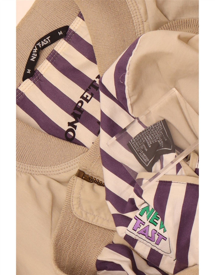Ny Hurtig Herre Loose Fit Bomber Jacket UK 38 Medium Beige Bomuld
