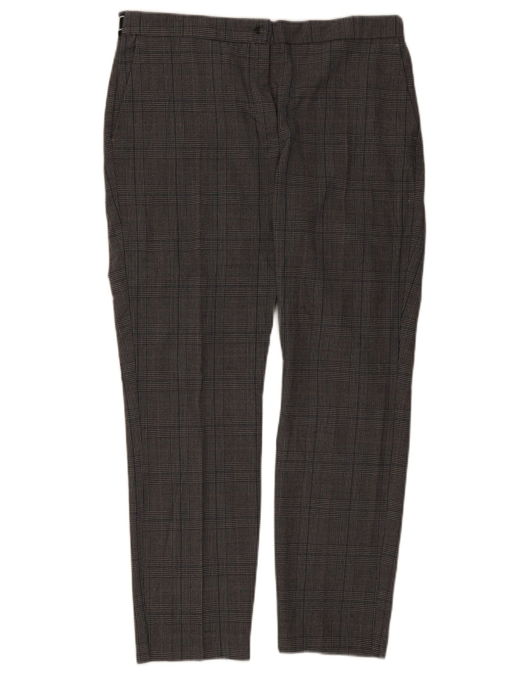 Zara Slim Chino-bukser til kvinder XL W32 L27 Grå ternet polyester