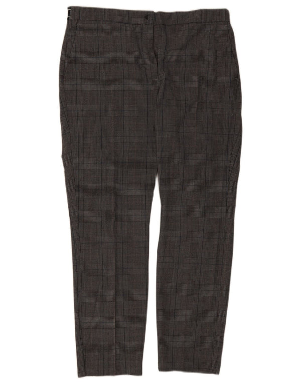 Zara Slim Chino-bukser til kvinder XL W32 L27 Grå ternet polyester