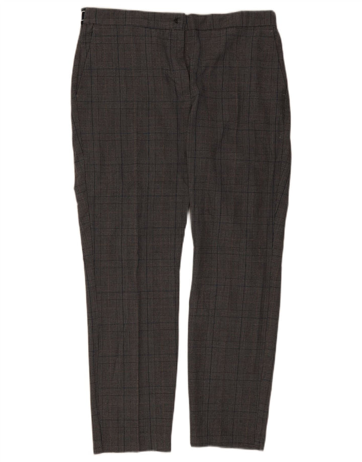 Zara Slim Chino-bukser til kvinder XL W32 L27 Grå ternet polyester